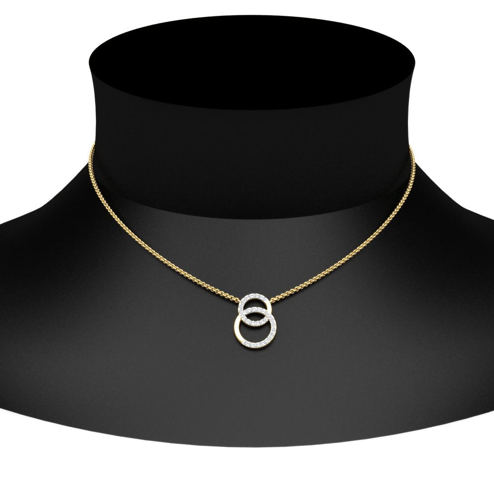 Double Circle Lab Diamond Pendant For Women 14K Gold