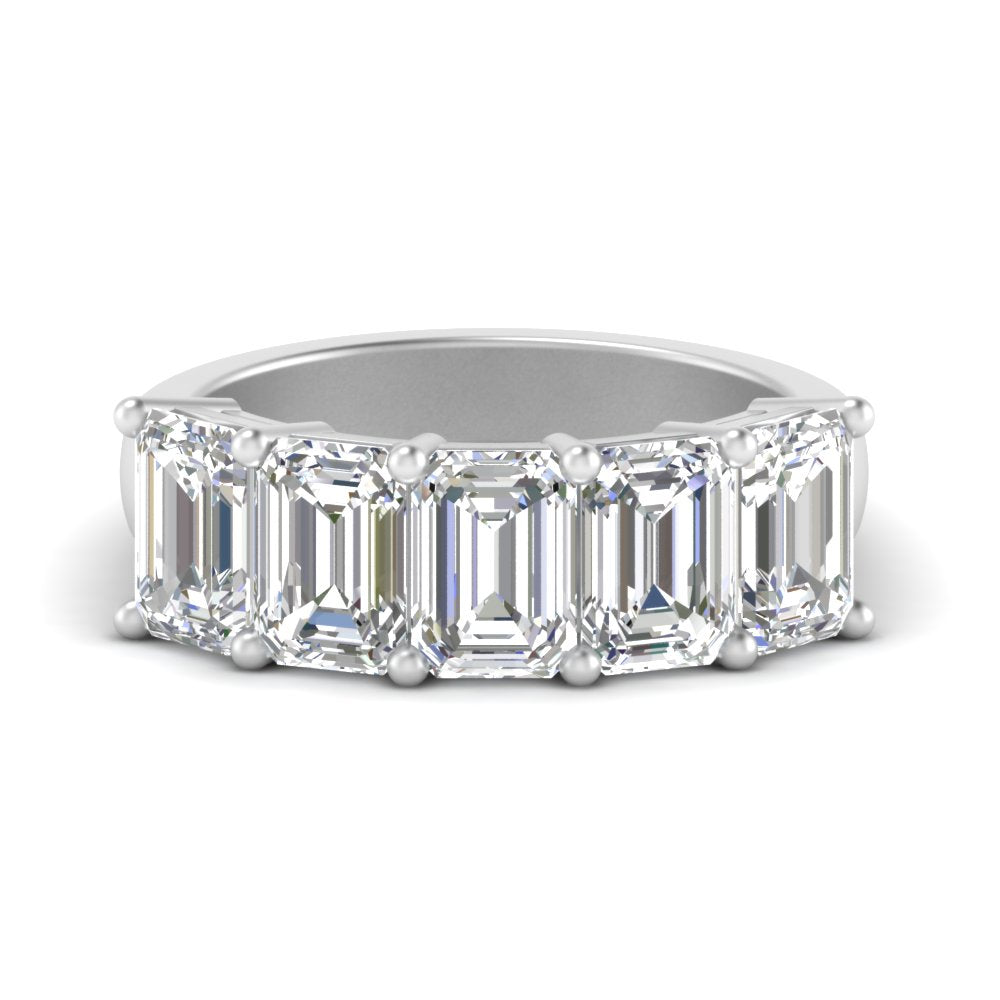 Five Stone Emerald Cut Lab Diamond Ring 14K Gold