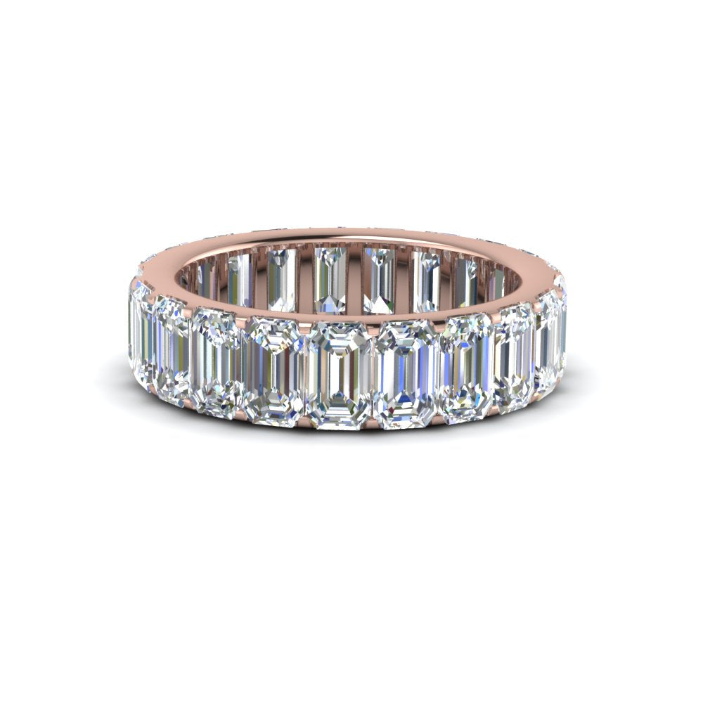 Emerald Cut Lab Diamond Eternity Ring 14K Gold