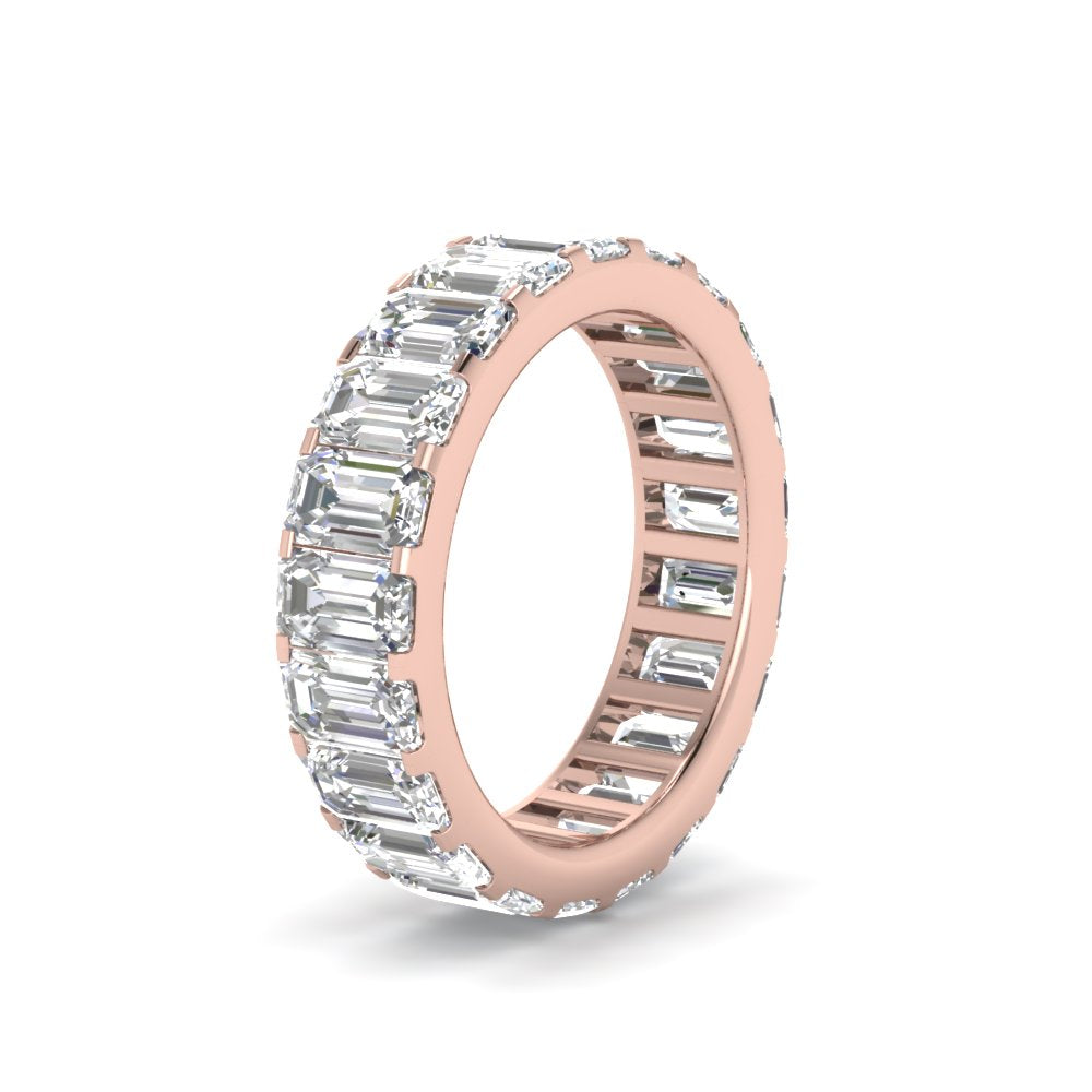 Emerald Cut Lab Diamond Eternity Ring 14K Gold