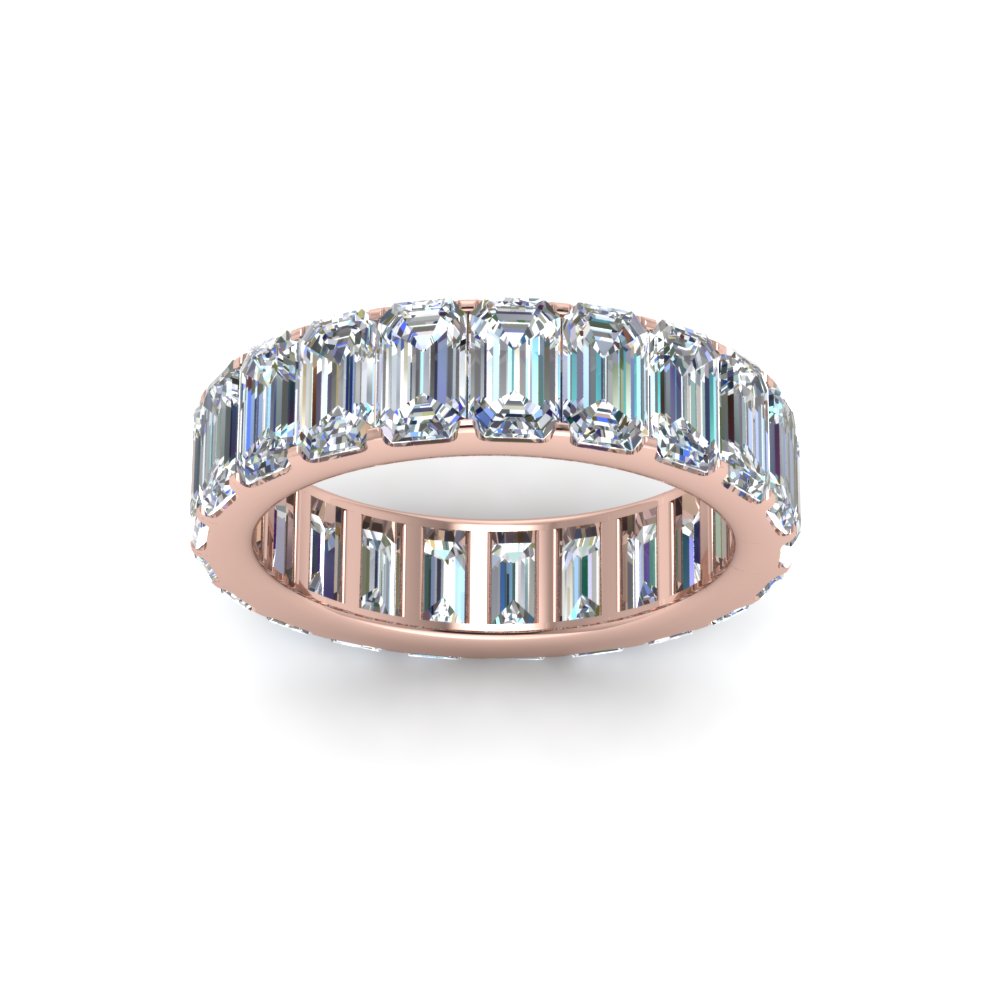 Emerald Cut Lab Diamond Eternity Ring 14K Gold