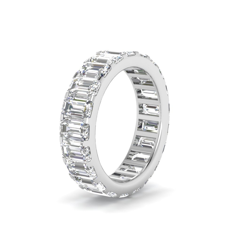 Emerald Cut Lab Diamond Eternity Ring 14K Gold