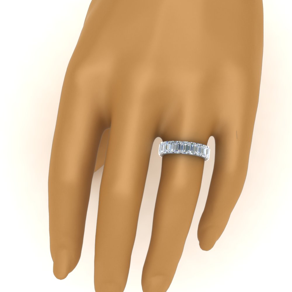 Emerald Cut Lab Diamond Eternity Ring 14K Gold