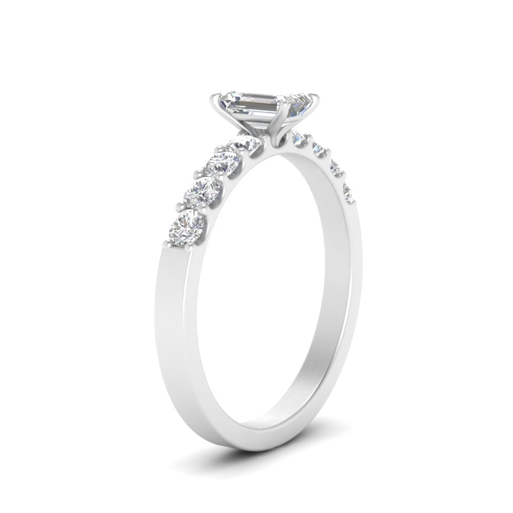 Lab Diamond Side Stone Engagement Ring 14K Gold
