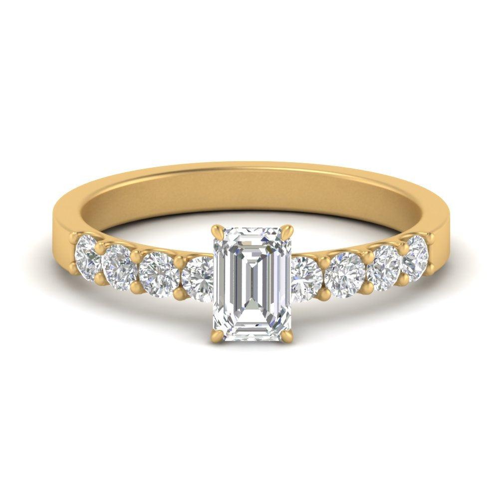Lab Diamond Side Stone Engagement Ring 14K Gold