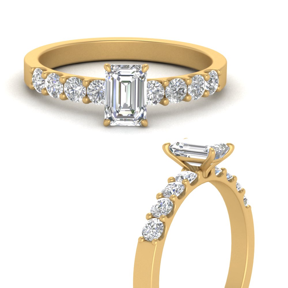 Lab Diamond Side Stone Engagement Ring 14K Gold