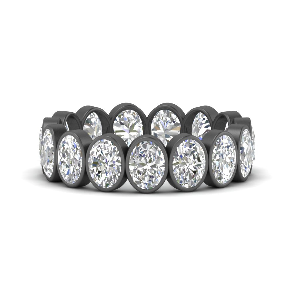 Bezel Lab Diamond Oval Cut Eternity Women Ring In 14K Black Gold | Cuts & Carat