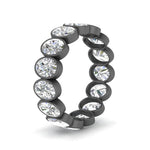 Load image into Gallery viewer, Bezel Lab Diamond Oval Cut Eternity Women Ring In 14K Black Gold | Cuts &amp; Carat
