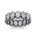 Load image into Gallery viewer, Bezel Lab Diamond Oval Cut Eternity Women Ring In 14K Black Gold | Cuts &amp; Carat
