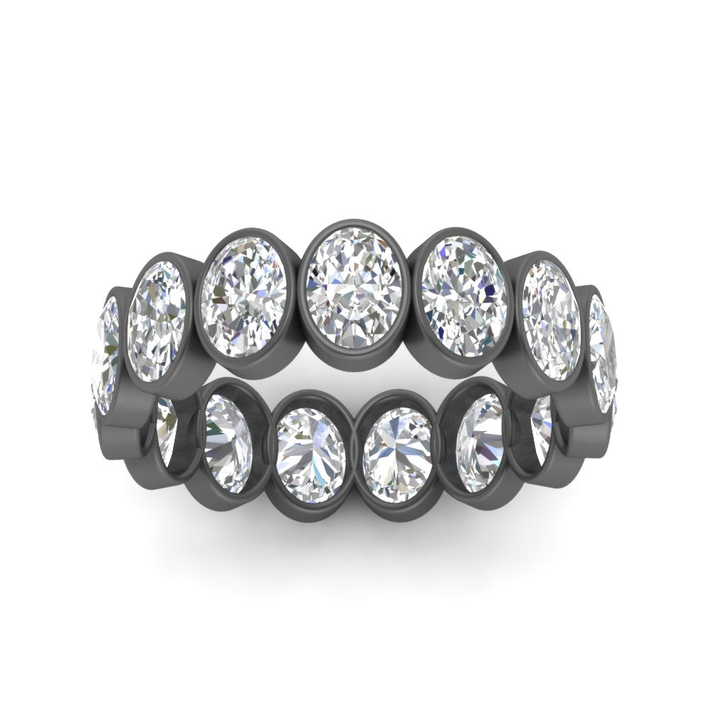 Bezel Lab Diamond Oval Cut Eternity Women Ring In 14K Black Gold | Cuts & Carat
