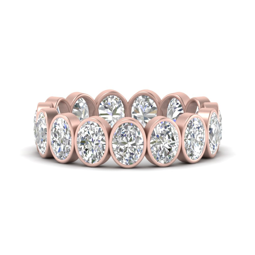 Bezel Lab Diamond Oval Cut Eternity Women Ring In 14K Rose Gold | Cuts & Carat