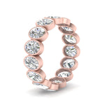 Load image into Gallery viewer, Bezel Lab Diamond Oval Cut Eternity Women Ring In 14K Rose Gold | Cuts &amp; Carat
