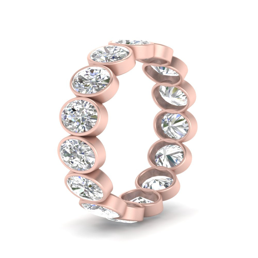 Bezel Lab Diamond Oval Cut Eternity Women Ring In 14K Rose Gold | Cuts & Carat