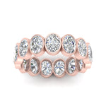 Load image into Gallery viewer, Bezel Lab Diamond Oval Cut Eternity Women Ring In 14K Rose Gold | Cuts &amp; Carat

