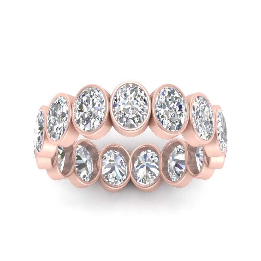 Bezel Lab Diamond Oval Cut Eternity Women Ring In 14K Rose Gold | Cuts & Carat