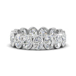Load image into Gallery viewer, Bezel Lab Diamond Oval Cut Eternity Women Ring In 14K White Gold | Cuts &amp; Carat

