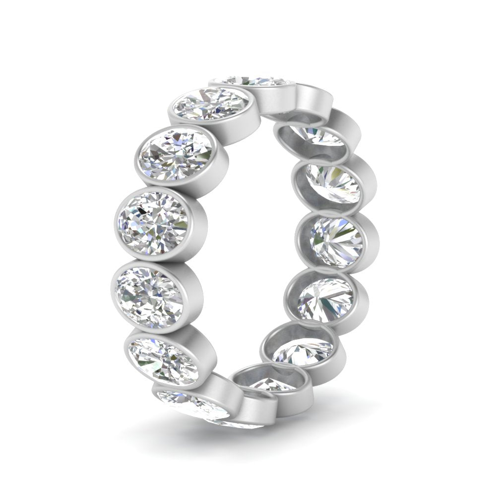 Bezel Lab Diamond Oval Cut Eternity Women Ring In 14K White Gold | Cuts & Carat