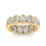 Load image into Gallery viewer, Bezel Lab Diamond Oval Cut Eternity Women Ring In 14K Yellow Gold | Cuts &amp; Carat
