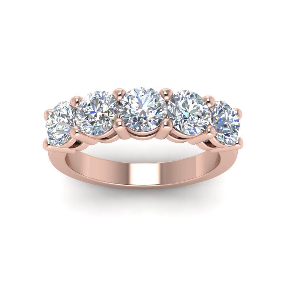 2 Carat Round Cut Lab Grown Five Stone Wedding Band For Women 14K Rose Gold |Cuts & Carat
