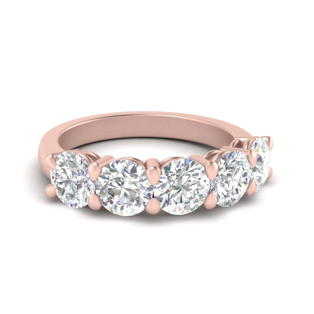 Round Cut Lab Grown Five Stone Wedding Band