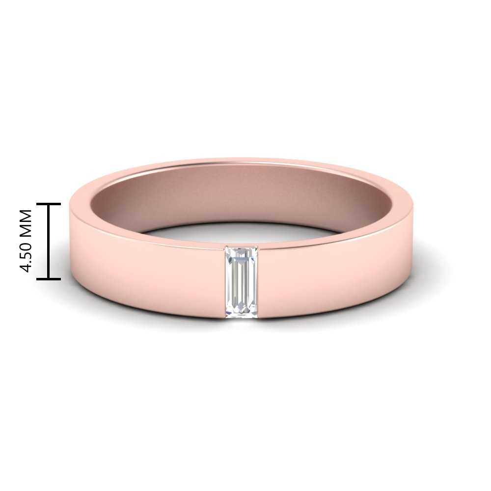 Flat Solitaire Baguette Lab Diamond Wedding Band