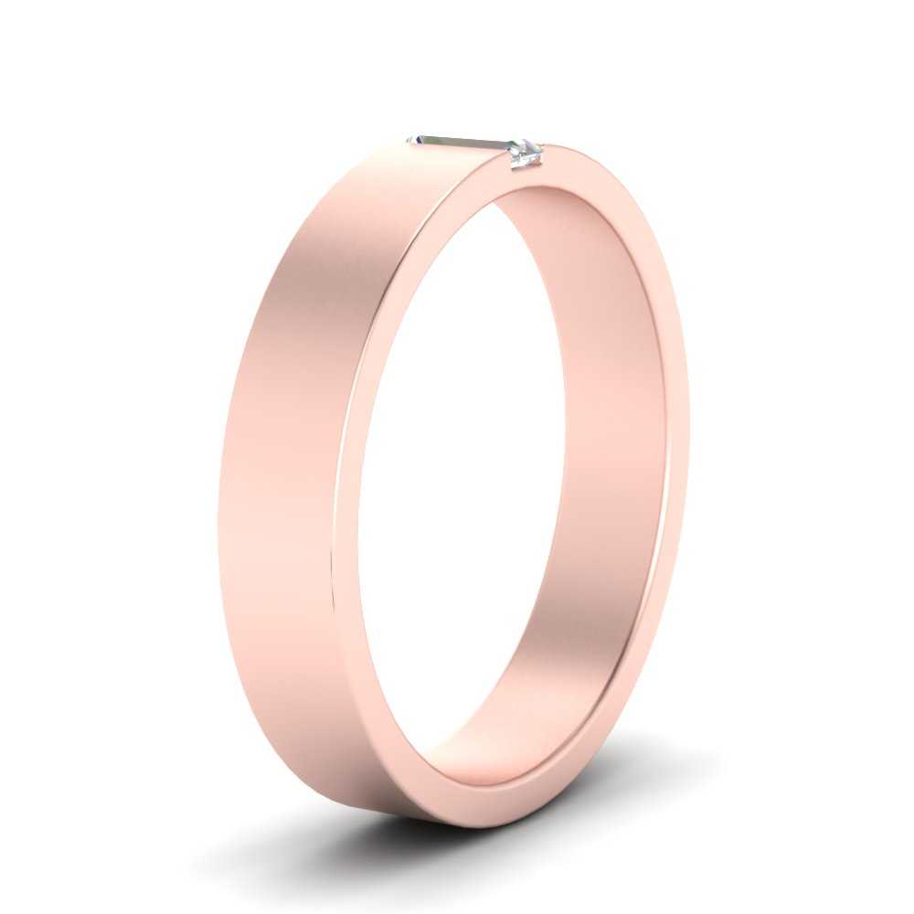 Flat Solitaire Baguette Lab Diamond Wedding Band