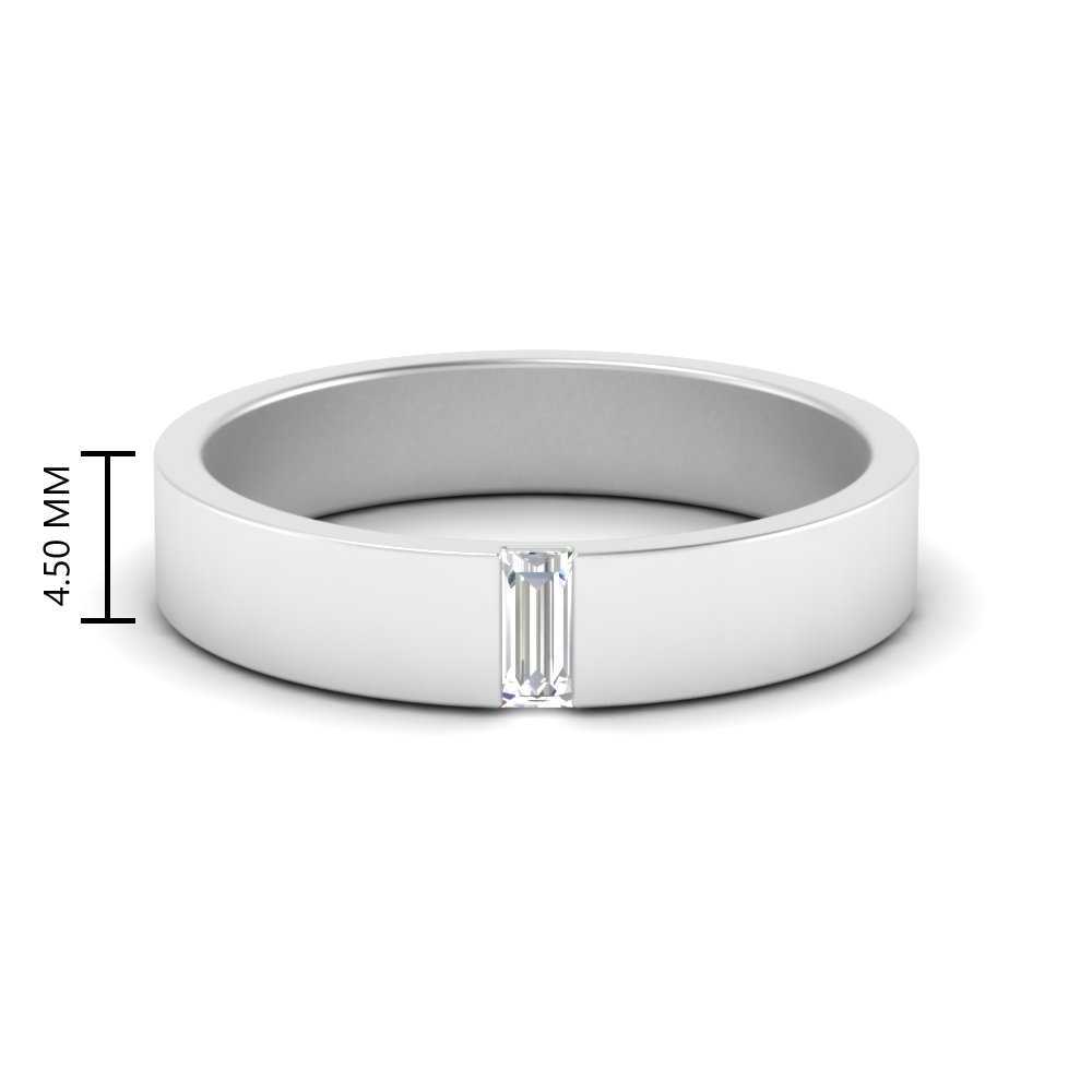 Flat Solitaire Baguette Lab Diamond Wedding Band
