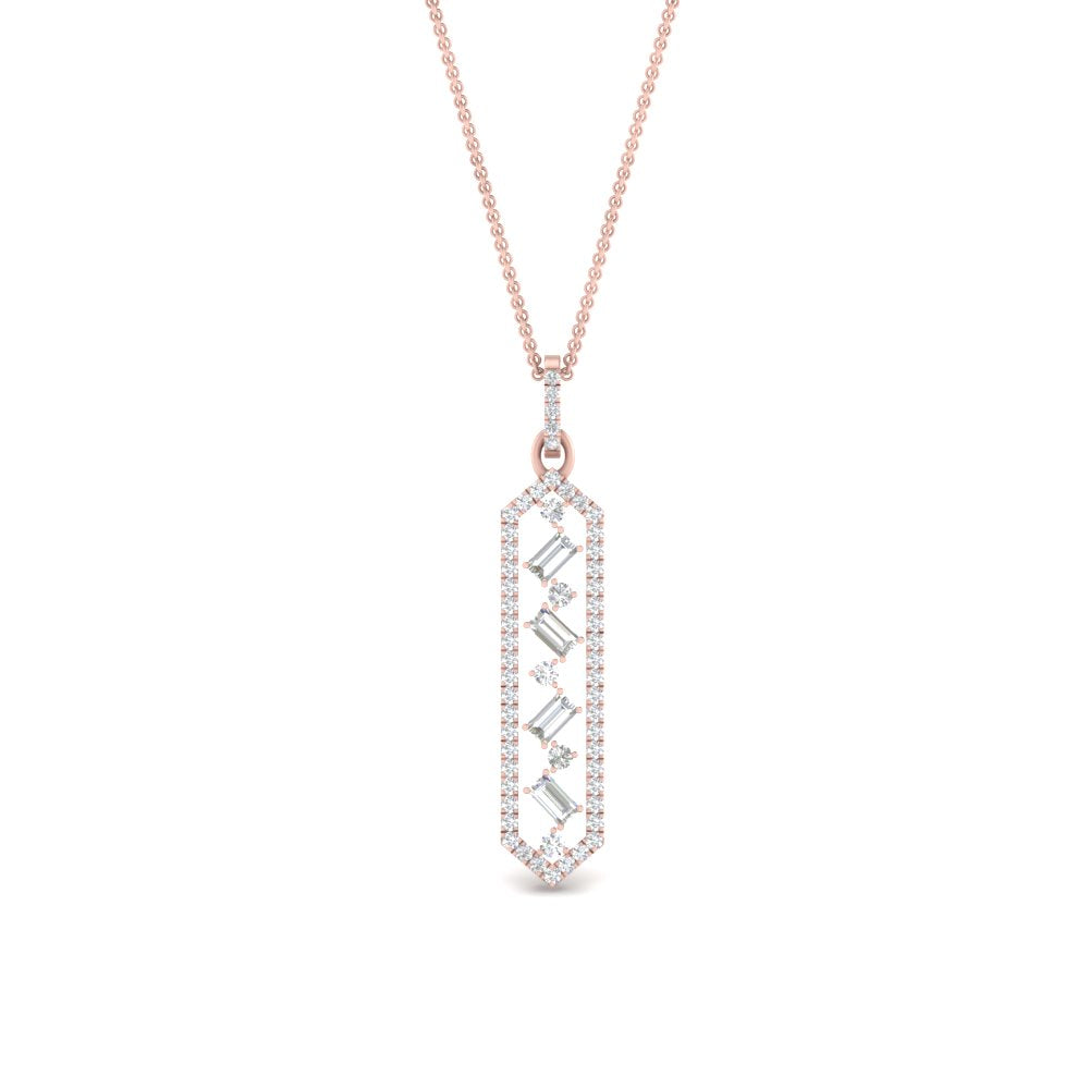 Lab Diamond Floating Hexagon Pendant For Women 14K Gold