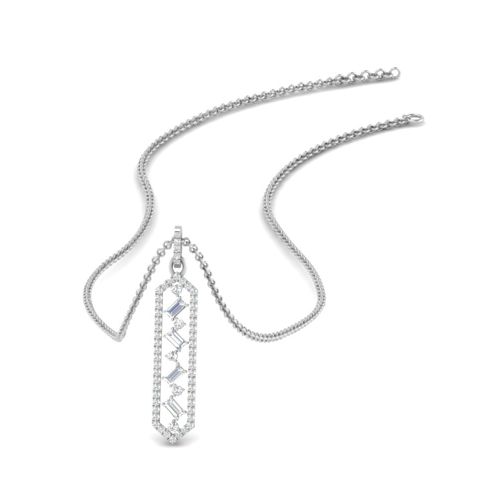Lab Diamond Floating Hexagon Pendant For Women 14K Gold