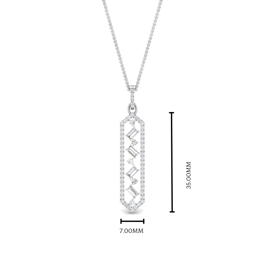 Lab Diamond Floating Hexagon Pendant For Women 14K Gold