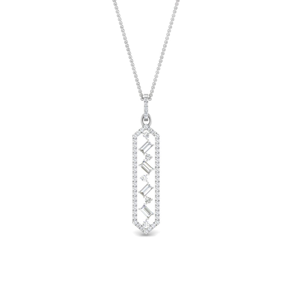 Lab Diamond Floating Hexagon Pendant For Women 14K Gold