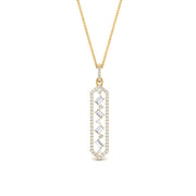 60 Ctw Round And Straight Baguette Cut Lab Diamond Floating Hexagon Pendant For Women 14K Gold