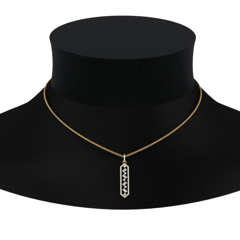 Lab Diamond Floating Hexagon Pendant For Women 14K Gold