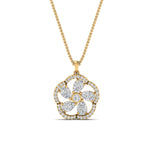 Load image into Gallery viewer, 1 Ctw Round And Pear Lab Diamond Floral Design Pendant For Women 14K Gold
