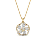 1 Ctw Round And Pear Lab Diamond Floral Design Pendant For Women 14K Gold