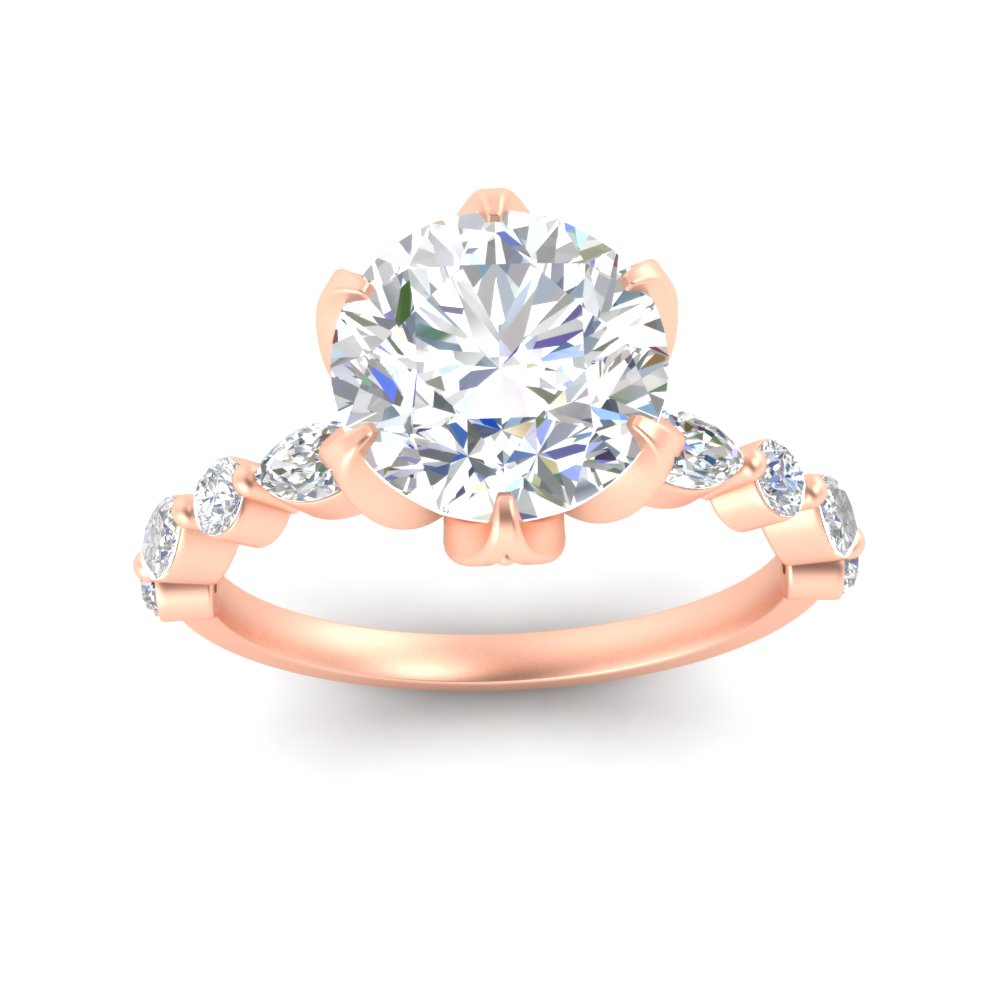 Floral Head Accented Luxury Lab Diamond Ring