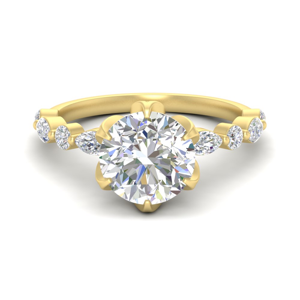 Floral Head Accented Luxury Lab Diamond Ring