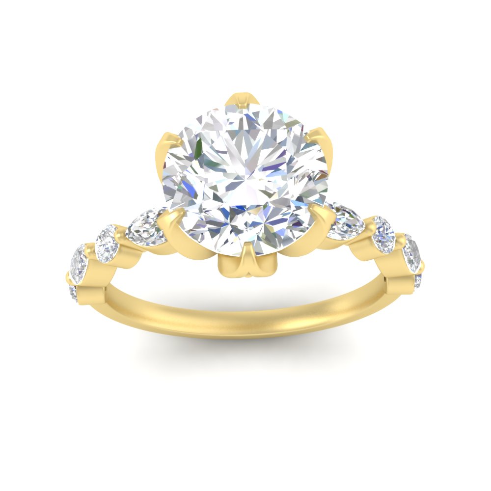 Floral Head Accented Luxury Lab Diamond Ring