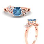 Load image into Gallery viewer, floral-leaf-asscher-cut-vivid-blue-engagement-ring-in-rose-gold-fdenr10962asgvblueangle3-nl-rg.jpg