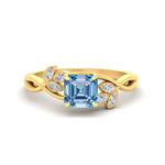 Load image into Gallery viewer, floral-leaf-asscher-cut-vivid-blue-engagement-ring-in-yellow-gold-fdenr10962asgvbluesleep-nl-yg.jpg
