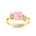 Load image into Gallery viewer, floral-leaf-asscher-cut-vivid-pink-engagement-ring-in-yellow-gold-fdenr10962asgvpinkangle5-nl-yg.jpg