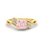 Load image into Gallery viewer, floral-leaf-asscher-cut-vivid-pink-engagement-ring-in-yellow-gold-fdenr10962asgvpinksleep-nl-yg.jpg