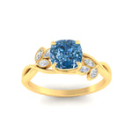 Load image into Gallery viewer, floral-leaf-cushion-cut-vivid-blue-engagement-ring-in-yellow-gold-fdenr10962cugvblueangle5-nl-yg.jpg