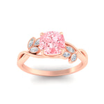 Load image into Gallery viewer, floral-leaf-cushion-cut-vivid-pink-engagement-ring-in-rose-gold-fdenr10962cugvpinkangle5-nl-rg.jpg