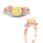 Load image into Gallery viewer, floral-leaf-cushion-cut-vivid-yellow-engagement-ring-in-rose-gold-fdenr10962cugvyellowangle3-nl-rg.jpg