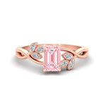 Load image into Gallery viewer, floral-leaf-emerald-cut-vivid-pink-engagement-ring-in-rose-gold-fdenr10962emgvpinksleep-nl-rg.jpg