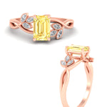 Load image into Gallery viewer, floral-leaf-emerald-cut-vivid-yellow-engagement-ring-in-rose-gold-fdenr10962emgvyellowangle3-nl-rg.jpg