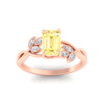 Load image into Gallery viewer, floral-leaf-emerald-cut-vivid-yellow-engagement-ring-in-rose-gold-fdenr10962emgvyellowangle5-nl-rg.jpg