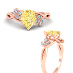 Load image into Gallery viewer, floral-leaf-pear-shaped-vivid-yellow-engagement-ring-in-rose-gold-fdenr10962pegvyellowangle3-nl-rg.jpg