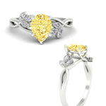 Load image into Gallery viewer, floral-leaf-pear-shaped-vivid-yellow-engagement-ring-in-white-gold-fdenr10962pegvyellowangle3-nl-wg.jpg